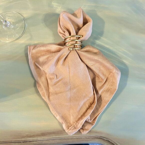 Set of 6 Gold Shiny Cloth Formal Dinner Napkins - Picture 1 of 4